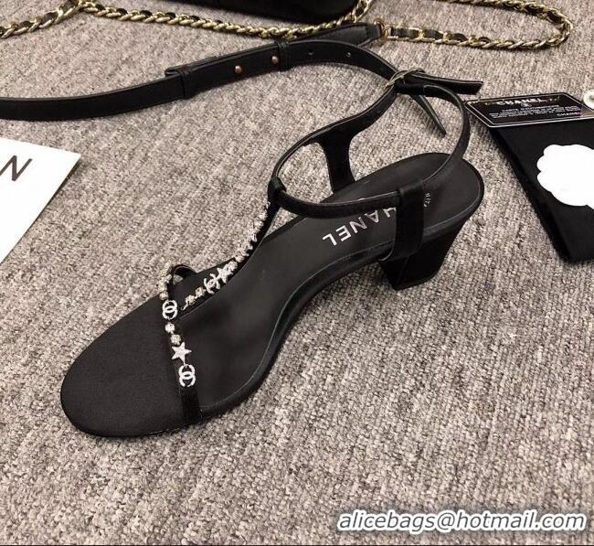 Promotional Chanel Satin & Strass Sandals G36122 Black 2020