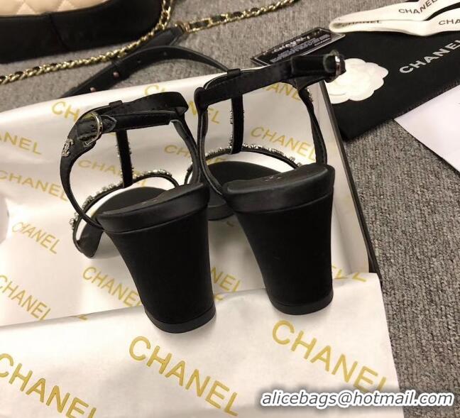 Promotional Chanel Satin & Strass Sandals G36122 Black 2020