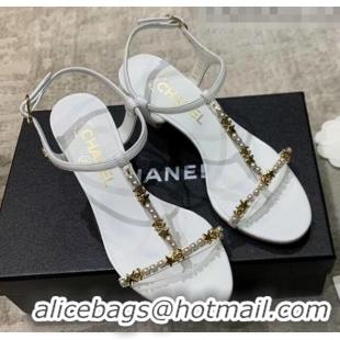 Unique Discount Chanel Satin & Strass Sandals G36122 White 2020