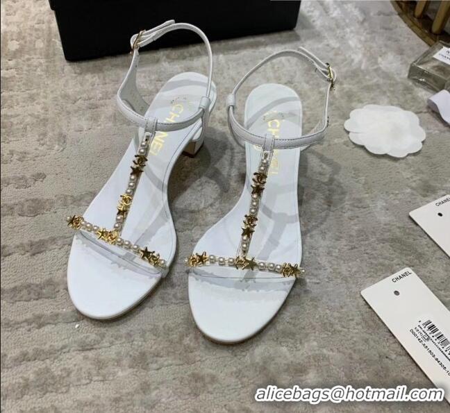 Unique Discount Chanel Satin & Strass Sandals G36122 White 2020