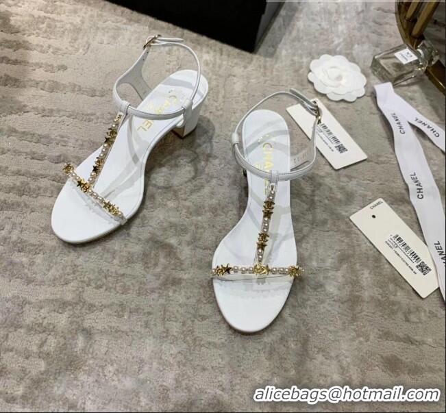 Unique Discount Chanel Satin & Strass Sandals G36122 White 2020