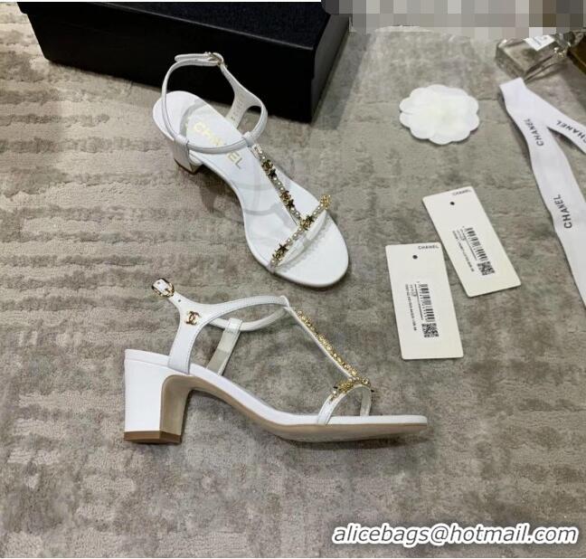 Unique Discount Chanel Satin & Strass Sandals G36122 White 2020