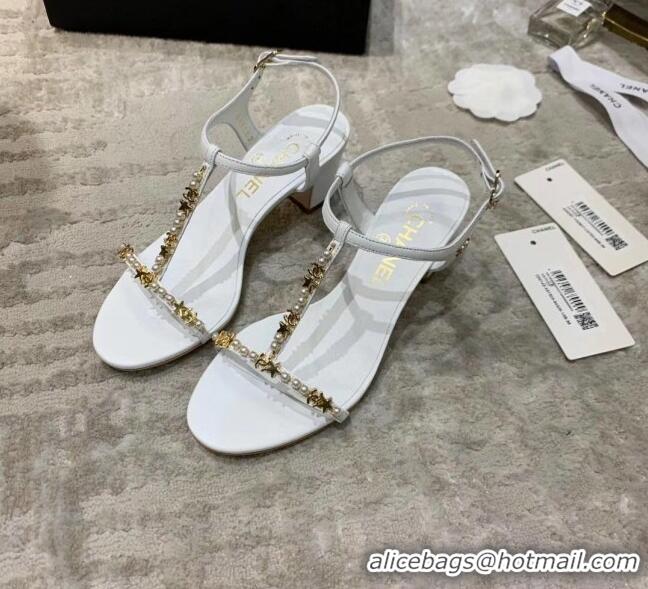 Unique Discount Chanel Satin & Strass Sandals G36122 White 2020