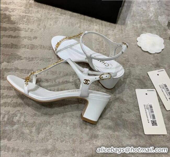 Unique Discount Chanel Satin & Strass Sandals G36122 White 2020