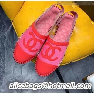 Buy Luxury Chanel Lambskin Espadrilles Mules Sandals G52113 Pink/Red 2020