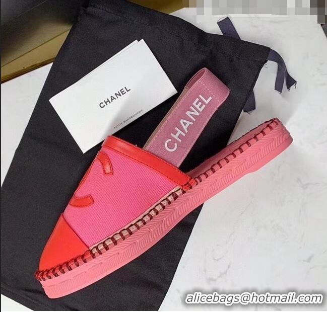 Buy Luxury Chanel Lambskin Espadrilles Mules Sandals G52113 Pink/Red 2020