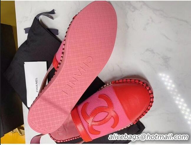 Buy Luxury Chanel Lambskin Espadrilles Mules Sandals G52113 Pink/Red 2020