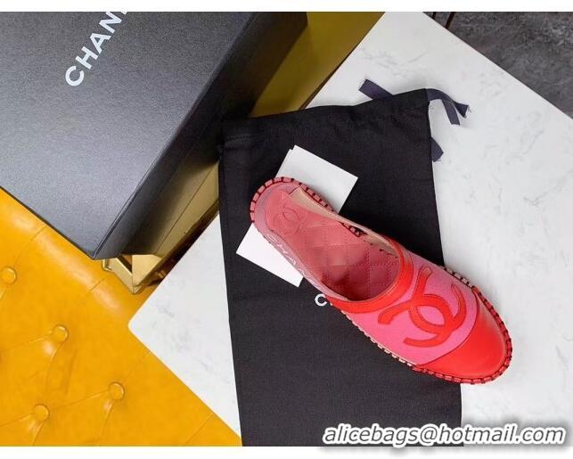 Buy Luxury Chanel Lambskin Espadrilles Mules Sandals G52113 Pink/Red 2020