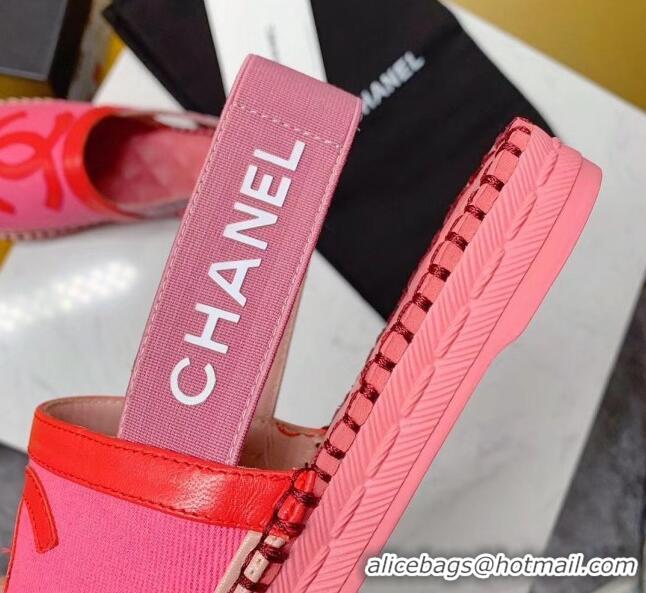 Buy Luxury Chanel Lambskin Espadrilles Mules Sandals G52113 Pink/Red 2020