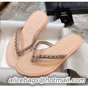 Good Quality Chanel Denim Chain Flip Flops Sandals G52118 Pink 2020