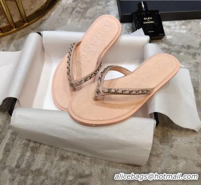 Good Quality Chanel Denim Chain Flip Flops Sandals G52118 Pink 2020