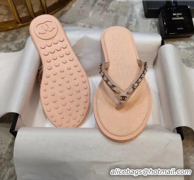 Good Quality Chanel Denim Chain Flip Flops Sandals G52118 Pink 2020