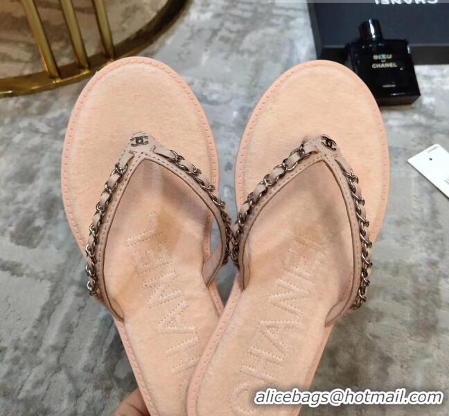 Good Quality Chanel Denim Chain Flip Flops Sandals G52118 Pink 2020