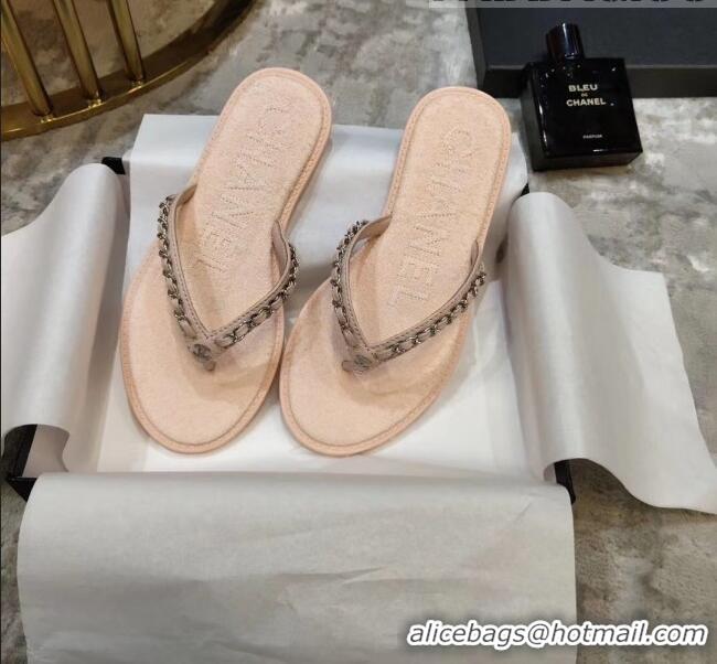 Good Quality Chanel Denim Chain Flip Flops Sandals G52118 Pink 2020