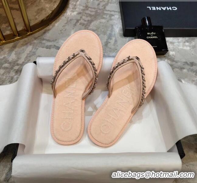 Good Quality Chanel Denim Chain Flip Flops Sandals G52118 Pink 2020