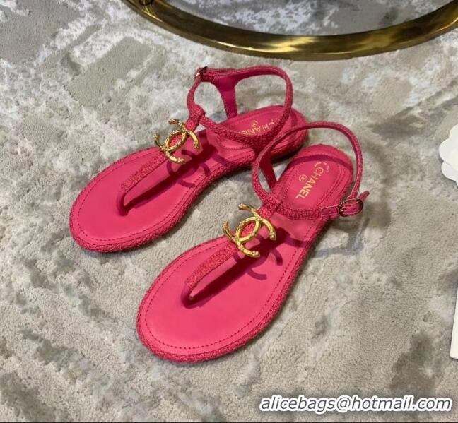 ​Grade Design Chanel Tweed & Lambskin Thong Sandals With CC Logo G52121 Rosy 2020