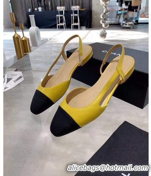 Popular Style Chanel Lambskin & Grosgrain Flat Slingbacks Ballerina G31319 Ginger/Black 2020