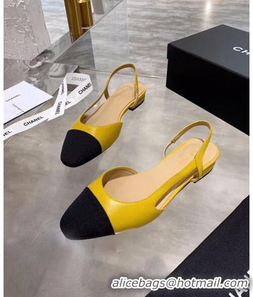 Popular Style Chanel Lambskin & Grosgrain Flat Slingbacks Ballerina G31319 Ginger/Black 2020