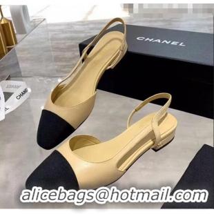 Buy Cheap Chanel Lambskin & Grosgrain Flat Slingbacks Ballerina G31319 Nude/Black 2020