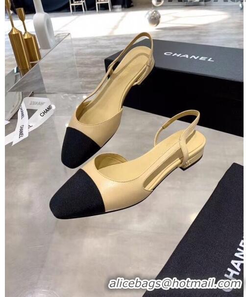 Buy Cheap Chanel Lambskin & Grosgrain Flat Slingbacks Ballerina G31319 Nude/Black 2020