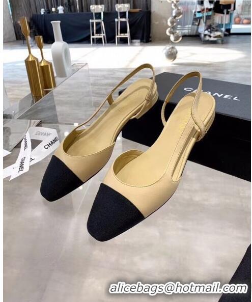 Buy Cheap Chanel Lambskin & Grosgrain Flat Slingbacks Ballerina G31319 Nude/Black 2020