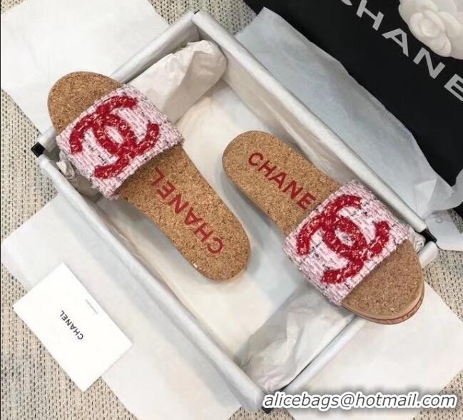 Super Quality Chanel Tweed CC Logo Platform Mules G35799 Pink 2020