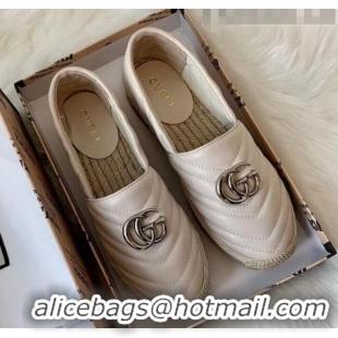 Inexpensive Gucci Matelassé Chevron Leather Espadrille 628086 Beige 2020