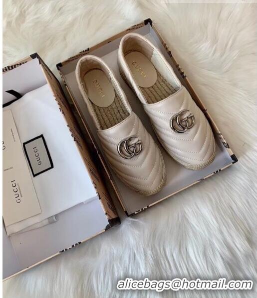 Inexpensive Gucci Matelassé Chevron Leather Espadrille 628086 Beige 2020