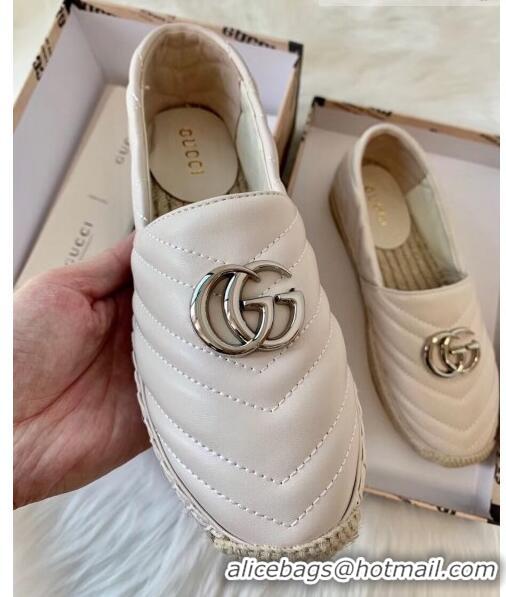 Inexpensive Gucci Matelassé Chevron Leather Espadrille 628086 Beige 2020