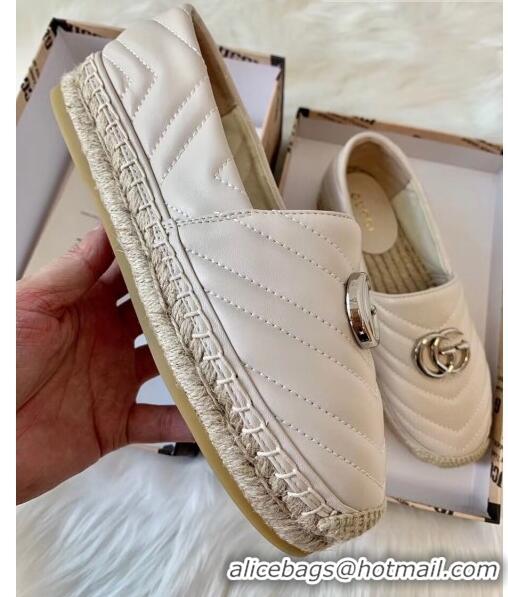 Inexpensive Gucci Matelassé Chevron Leather Espadrille 628086 Beige 2020