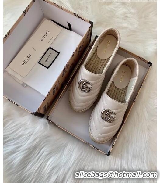 Inexpensive Gucci Matelassé Chevron Leather Espadrille 628086 Beige 2020