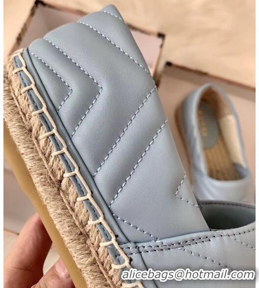 Buy Discount Gucci Matelassé Chevron Leather Espadrille 628086 Pastel Blue 2020