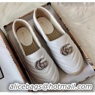 Good Product Gucci Matelassé Chevron Leather Espadrille 628086 White 2020