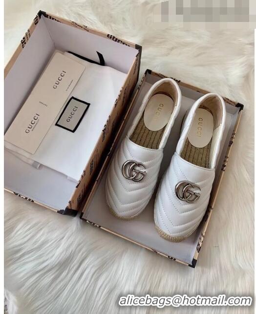 Good Product Gucci Matelassé Chevron Leather Espadrille 628086 White 2020