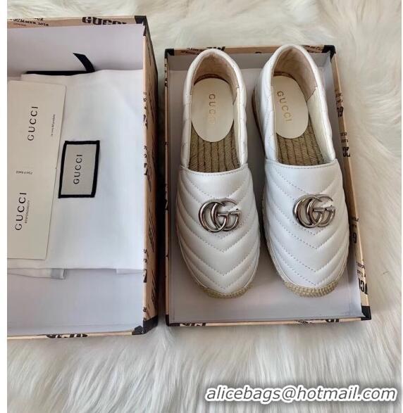 Good Product Gucci Matelassé Chevron Leather Espadrille 628086 White 2020