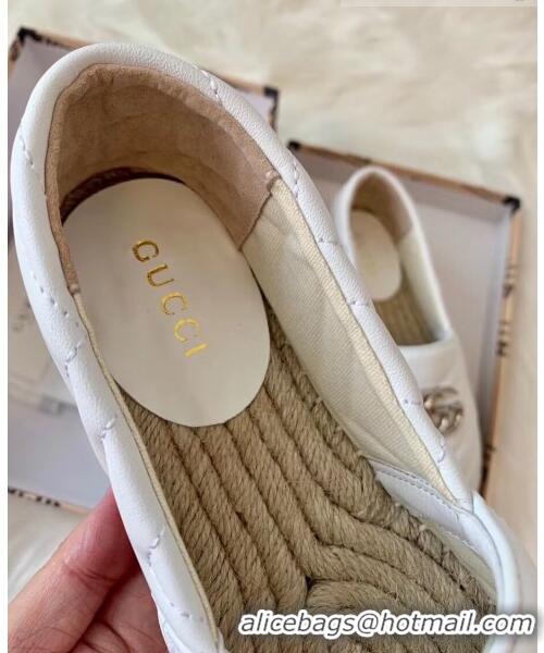 Good Product Gucci Matelassé Chevron Leather Espadrille 628086 White 2020