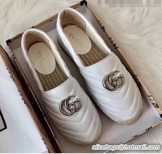 Good Product Gucci Matelassé Chevron Leather Espadrille 628086 White 2020