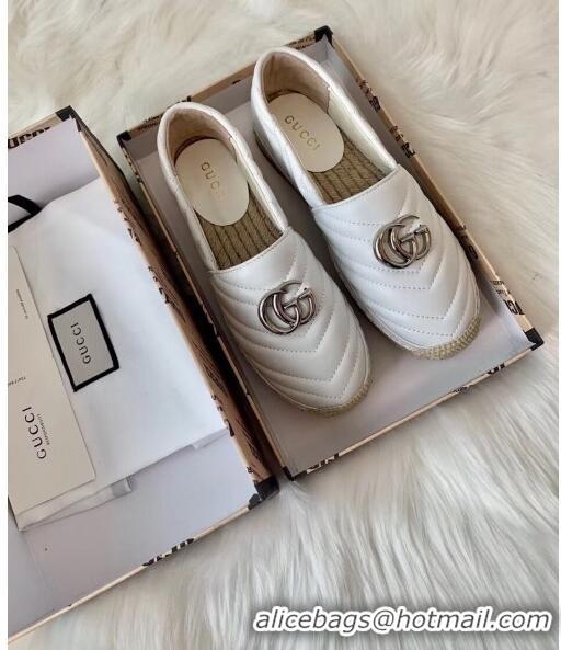 Good Product Gucci Matelassé Chevron Leather Espadrille 628086 White 2020