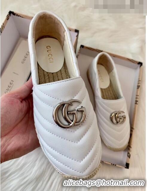 Good Product Gucci Matelassé Chevron Leather Espadrille 628086 White 2020