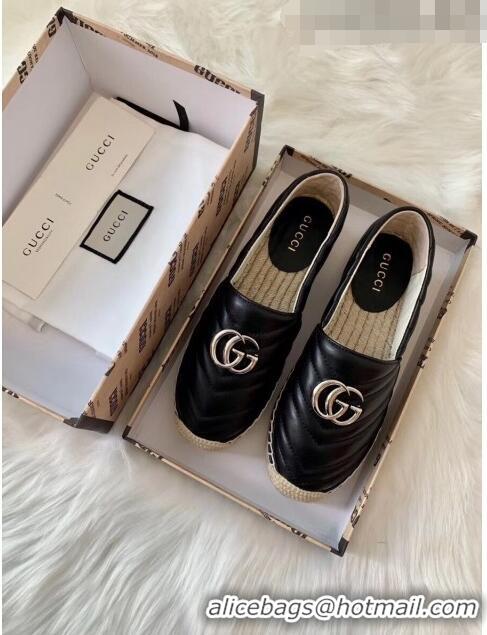 Promotional Gucci Matelassé Chevron Leather Espadrille 628086 Black 2020