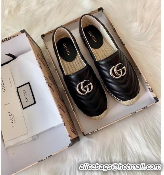 Promotional Gucci Matelassé Chevron Leather Espadrille 628086 Black 2020