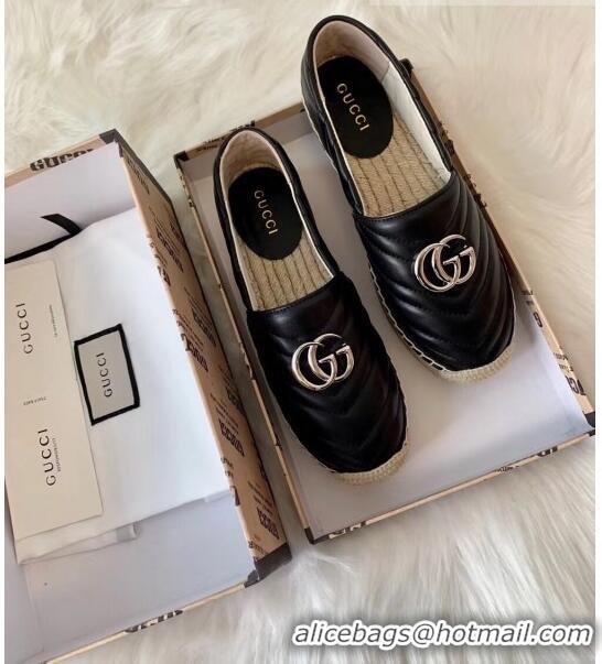 Promotional Gucci Matelassé Chevron Leather Espadrille 628086 Black 2020