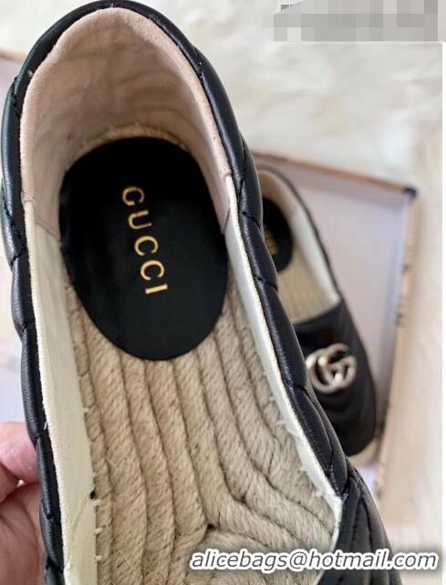 Promotional Gucci Matelassé Chevron Leather Espadrille 628086 Black 2020