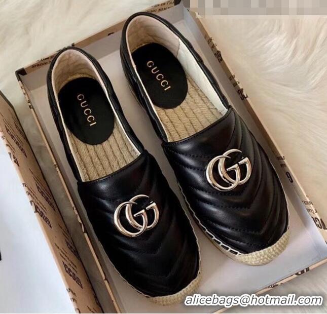 Promotional Gucci Matelassé Chevron Leather Espadrille 628086 Black 2020