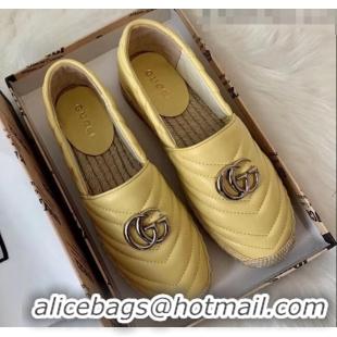 Imitation Gucci Matelassé Chevron Leather Espadrille 628086 Pastel Yellow 2020