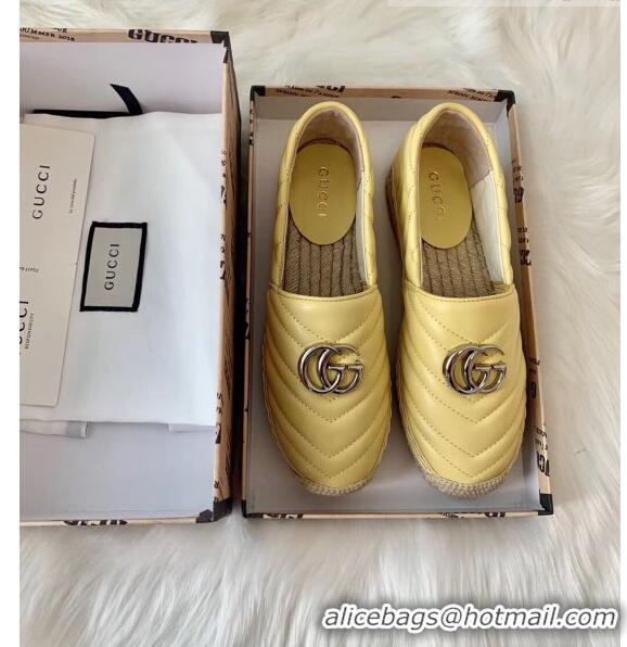 Imitation Gucci Matelassé Chevron Leather Espadrille 628086 Pastel Yellow 2020