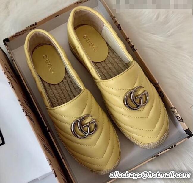 Imitation Gucci Matelassé Chevron Leather Espadrille 628086 Pastel Yellow 2020