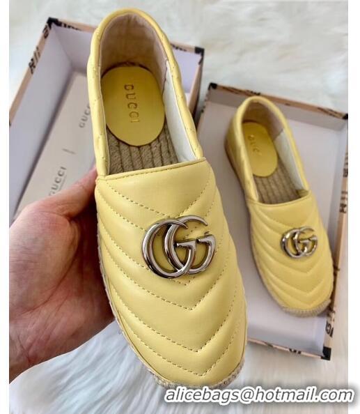 Imitation Gucci Matelassé Chevron Leather Espadrille 628086 Pastel Yellow 2020