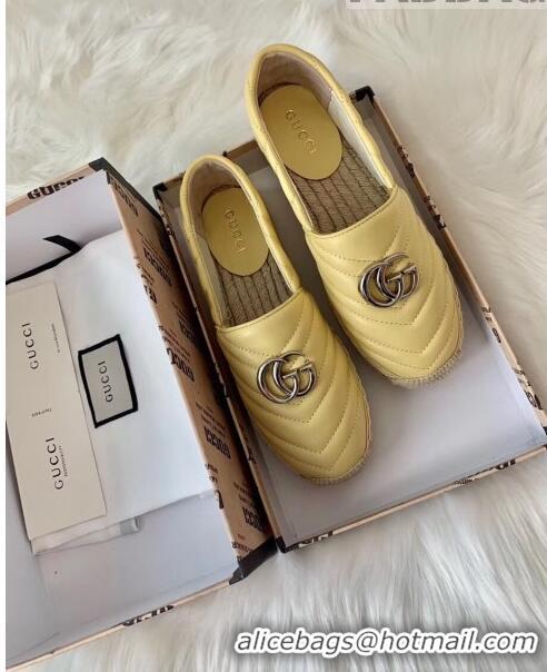 Imitation Gucci Matelassé Chevron Leather Espadrille 628086 Pastel Yellow 2020