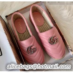 Most Popular Gucci Matelassé Chevron Leather Espadrille 628086 Pastel Pink 2020